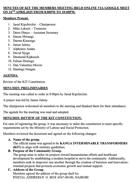 Minutes Of Kit The Meeting _ 24th April 2025